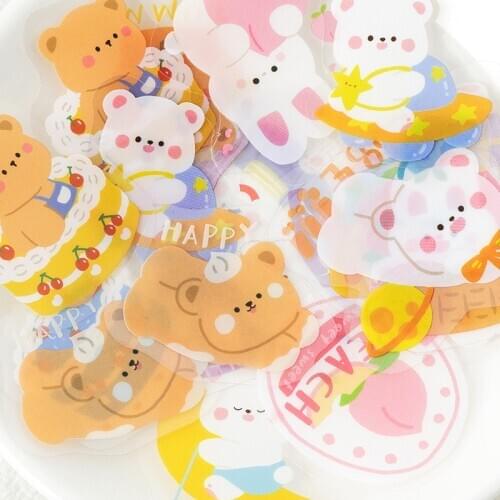 40 pcs /Pack Kawaii Little Bear and Dogs Decorative Stickers DIY Scrapbooking Diary Album Stick Label Party Decor