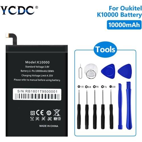10000mAh Battery For Oukitel K10000 Batterie Li-polymer Bateria Accumulator Mobile Phone Replacement Batteries + Free tools