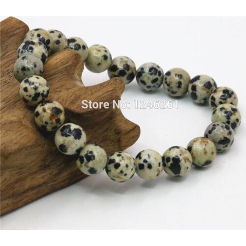 8mm Natural Spot Chalcedony Round Beads Bracelet Women Girls Christmas Gifts Hand Made Fashion Jewelry Making Design Stone