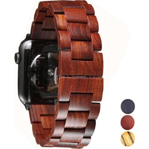 Wooden strap For Apple watch band 44 mm 40mm iWatch 42mm 38mm Metal Butterfly clasp watchband bracelet for series 5 4 3 2 42 mm