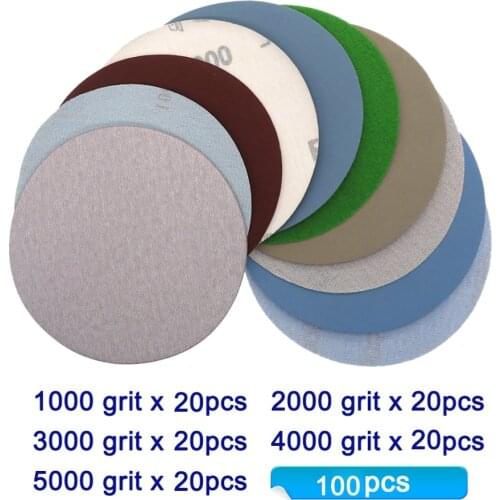 100 Pcs 4 Inch Sanding Discs Hook Loop 100mm Sandpaper Grit 1000 /2000 /3000/ 4000/ 5000 Sand Disk Sheets For Car Wood Sanding