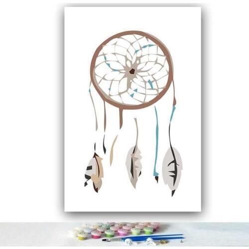DIY colorings pictures by numbers with colors Feather dream catcher picture drawing painting by numbers framed Home