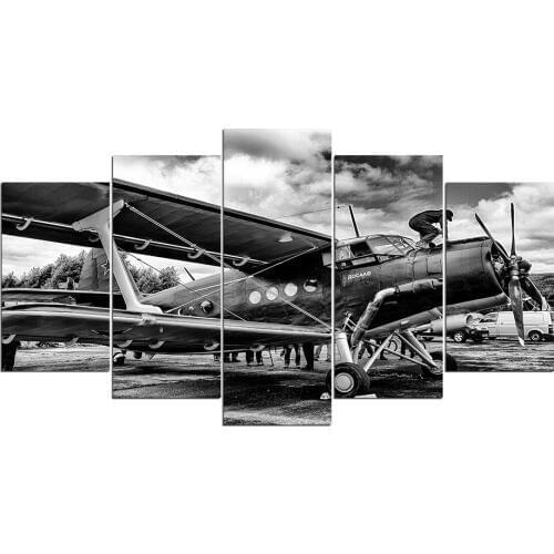 Home Decor Canvas Print Painting 5 Pieces Vintage Aircraft Pictures Wall Art Modular Living Room Retro Airplane Jet Plane Poster