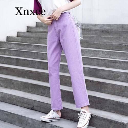 Jeans woman plus size black beige green mom jeans high waisted boyfriend jeans for women Straight Casual Cotton 2019 fashion