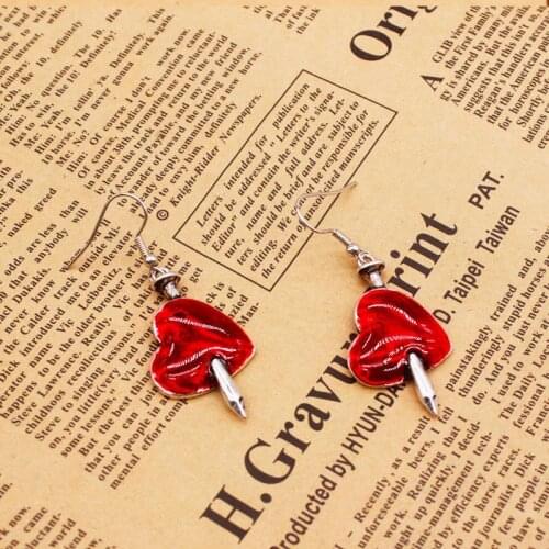 European and American Halloween Diablo Gote Jewelry Wounded Heart Red Drop Oil Earrings Ladies Fashion Trend Jewelry