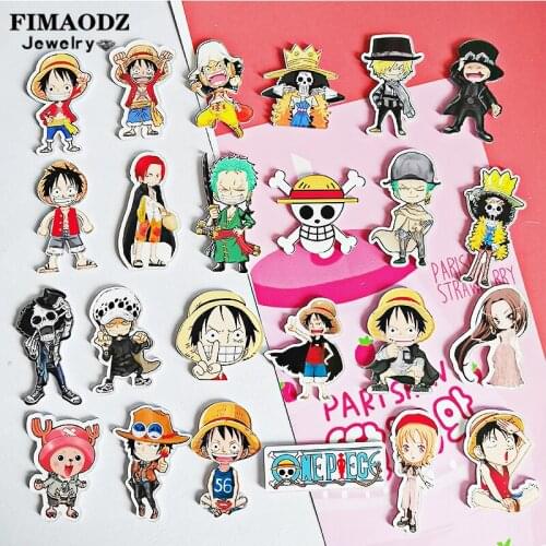 FIMAODZ One Piece Figure Brooch Lapel Pins Cartoon Luffy Action Figure Cosplay Hat Coat Bag Badge Accessories Fans Gift Collect