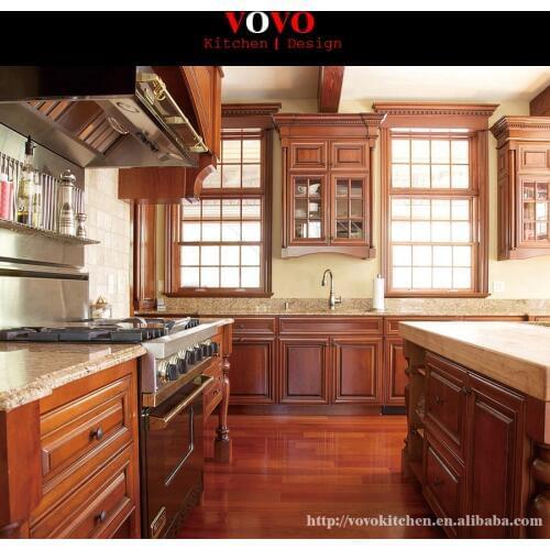 Granite backsplash kitchen with solid wood door and glass door
