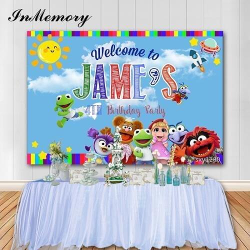 InMemory Blue Sky White Clouds Sun Sesame Street Party Backdrop Customize Children Birthday Party Photography Studio Background