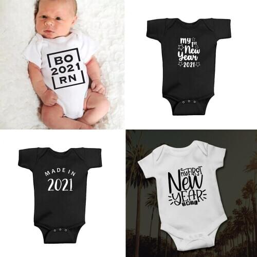 2021 Coming New Year Baby Romper 2021 Short-sleeved Romper Baby Summer Bodysuit Romper Jumpsuit 0-24M Boys Clothes
