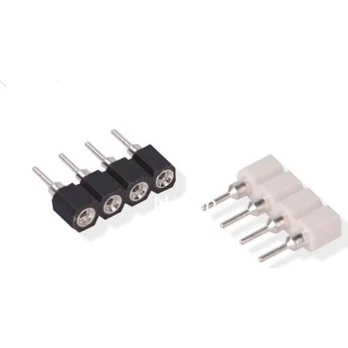 100pcs 4 /5 needles Connetor For RGB /RGBWLED Strip Copper Plated Pin Male connector For 5050 5630 3528 2835 light Lighting
