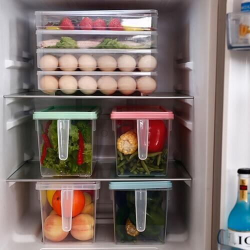 2 Pcs/Set Food Storage Containers with Lids and Handle Sealed Food Keep Fresh Fridge Organizer Freezer Refrigerator Storage Box