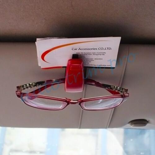 Red Style Glasses Clip Sun Spectacle ID Credit Card Ticket Holder Inner Car Parts Accessories