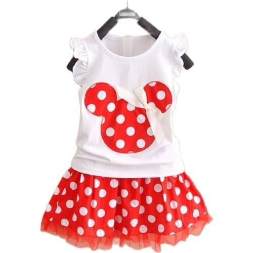 Summer Toddler Girls Outfits Cartoon Printing T-Shirt and Tutu Skirt Set for Baby Kids Girl Princess Tulle Skirt Suit 2-6 years