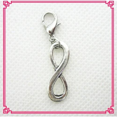 Hot selling silver infinity dangle charms lobster clasp charms for floating lockets diy jewelry