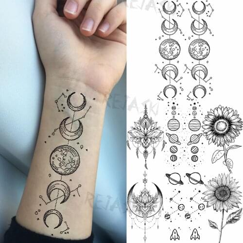 Little moon planet wrist fashion Temporary Tattoos For Women Adult Pendant sunflower Fake Tattoo Body Art Decoration Tatoo Paper