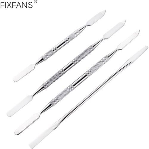 FIXFANS 4Pcs Metal Spudger Set Pry Opening Tool Kit Mobile Phone Repair Tools for iPhone iPad Samsung Tablet Laptop Disassemble