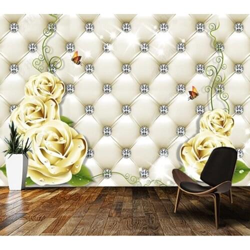 Papel de parede luxury soft package yellow rose 3d wallpaper wallpaper mu ,living room tv wall bedroom home decor bar ktv mural