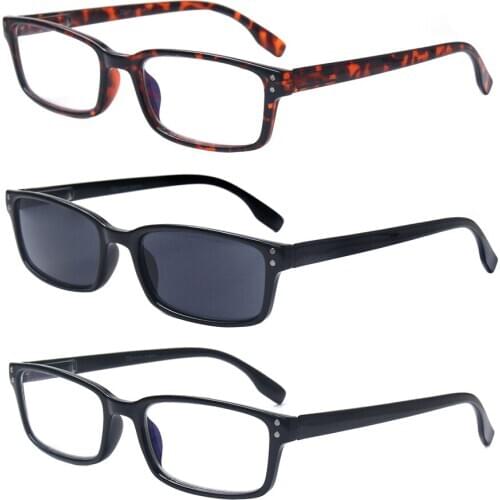 Unisex Anti-Blue Light Plastic Small Square Reading Glasses Diopter Magnifier (Lens Color: Transparent, Black)