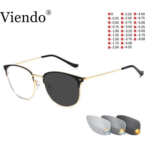 Photochromic Myopia Nearsighted Prescription Glasses Unisex -0.5/1.0/1.5/2.0/2.5/3.0/3.5/4.0/4.5/5.0/5.5/6.0 Anti UV Sunglasses