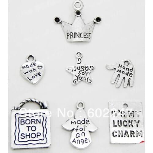 Wholesales Tibetan Silver Best Wishes Theme Charm Pendant Finding Bead Jewellery Making