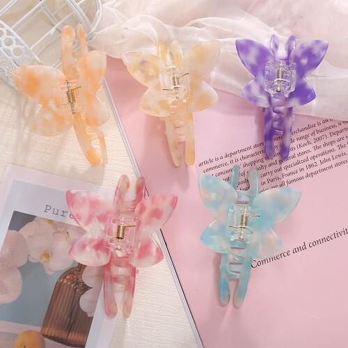 Hot Acrylic Butterfly Hair Claw For Women Girls Hair Accessories Scrub Black Hair Claw Clips Crab For Hair Simple Hair Clamps
