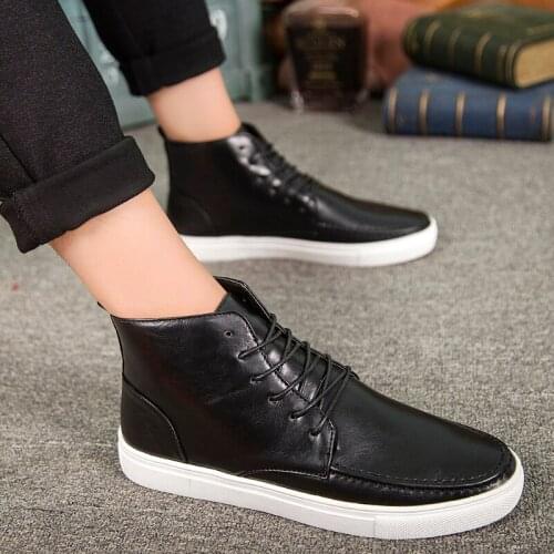 Sapatos Casual Men Leisure Shoes Mens High Casual Leather Fashion Mens Causal Zapatos Casuales Para Hombre Sapato Man White