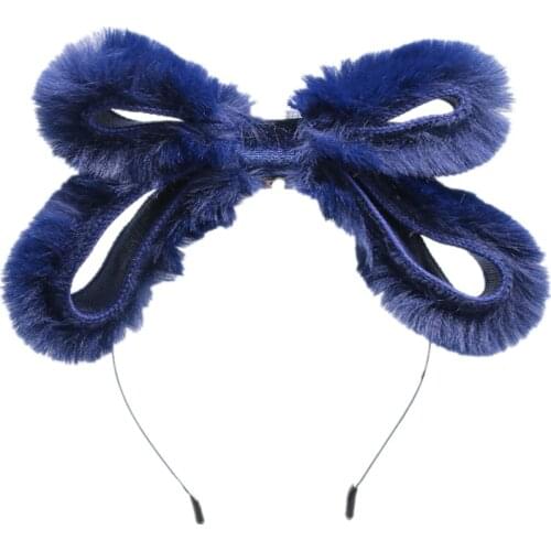 NEW WINTER STYLE fake rabbit fur double bow huge bow girls hair accessories hairbands