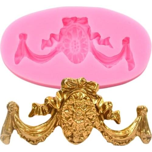 Baroque Scroll Relief Silicone Mold Flower Cupcake Topper Fondant Cake Decorating Tools Chocolate Gumpaste Candy Resin Moulds