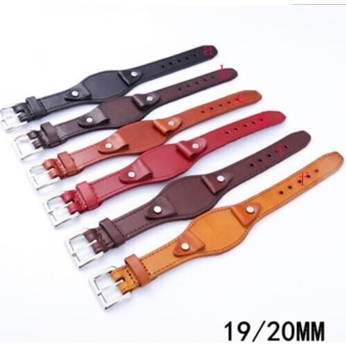 Watch accessories mens watch belt for the first layer of leather strap waterproof and sweatproof leather strap 19mm 20mm