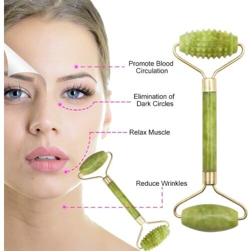 New 1Pcs Portable Pratical Facial Massage Roller Natural Jade Anti Wrinkle Face Slimming Shaper Body Foot Relaxation Beauty Tool