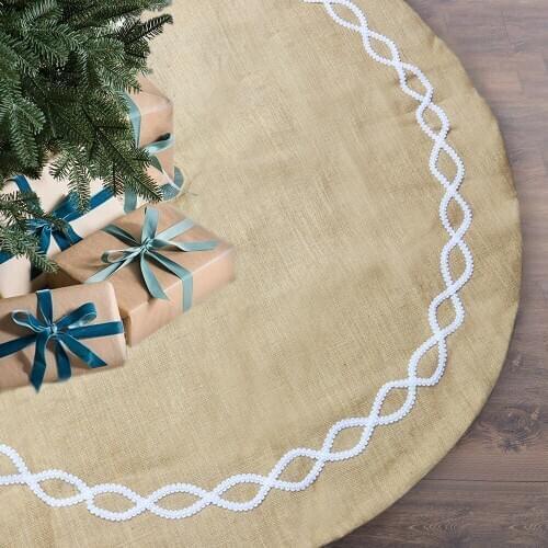 Christmas Tree Skirt Diameter Christmas Tree Decoration New Home Year Skirts Plaid Decor Linen122cm