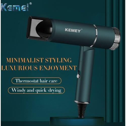 Kemei KM-9825 Foldable T-shaped Body, Lightweight, One-button Gear Adjustment, Hair Dryer, Cold and Hot Air, Negative Ion Care