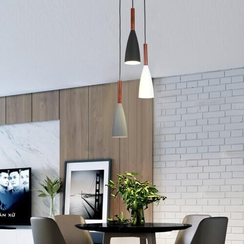 Modern Minimalist E27 Pendant Lights Bar Cafe Restaurant Decor Wood Aluminum Hanging Lamp Lighting Luminaire