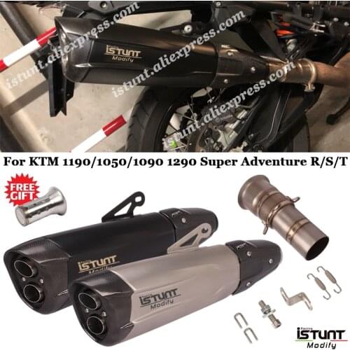 For KTM 1190/1050/1090 1290 Super Adventure R/S/T Motorcycle Exhaust Pipe Titanium Alloy Mid Tube Dual-outlet Mufflers Slip On