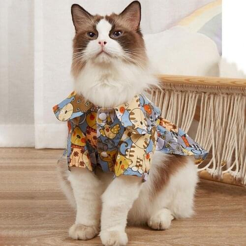 Cat Dog Skirt Cartoon Print Non-sticky Hair Unisex Puppy Two-legged Skirts Skin-friendly Pet Summer Pullover Skirt Pet Costume