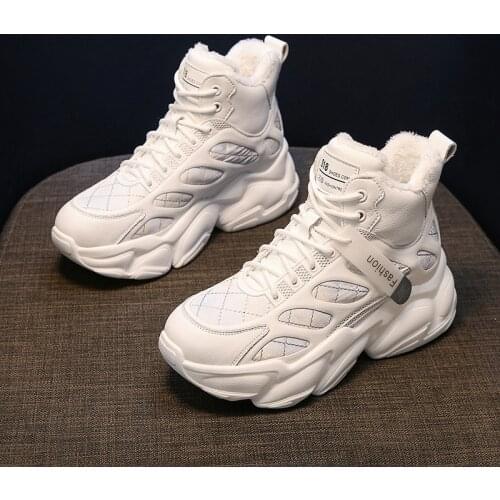 Womens Winter Sneakers height increase thick-soled sports autumn platform plush warm shoes zapatillas sneakers 1555