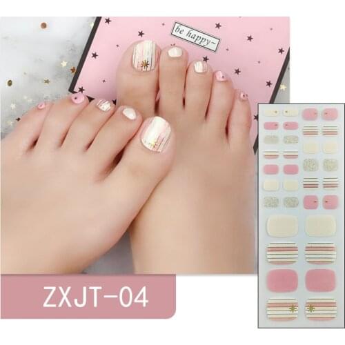 1 Sheet Long Toenail Sticker Summer Adhesive Feet Art Polish Tips Full Cover Nail Wraps Strips Toe Nail Decor Supplies Manicure