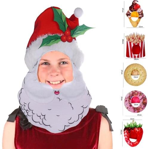 1PC Christmas Hat Santa Cosplay Ornament Decoration Performance Props Non-woven Hats New Year Xmas 2022 Party Cap