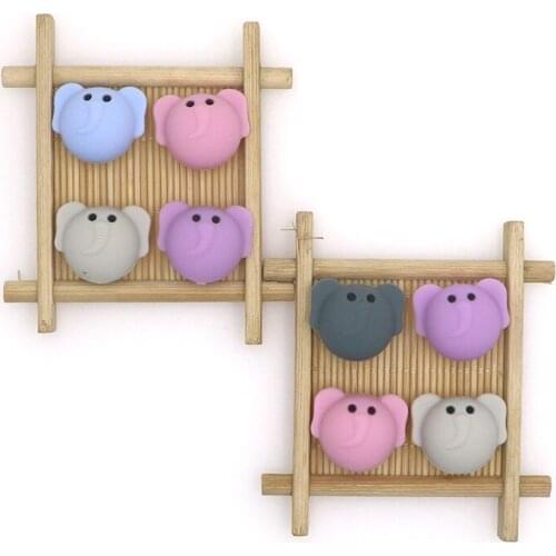 Kovict 10pcs Cartoons Elephant Baby Rodent BPA Food Free Silicone Teething Nursing Pacifier Clip Silicone Beads