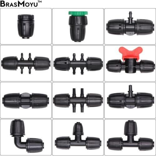 16mm PE Tubing Water Connecters Irrigation Fittings Connect 8/11mm 4/7mm 3/5mm Hose Sprayer Garden Garden Water Connecter Patio