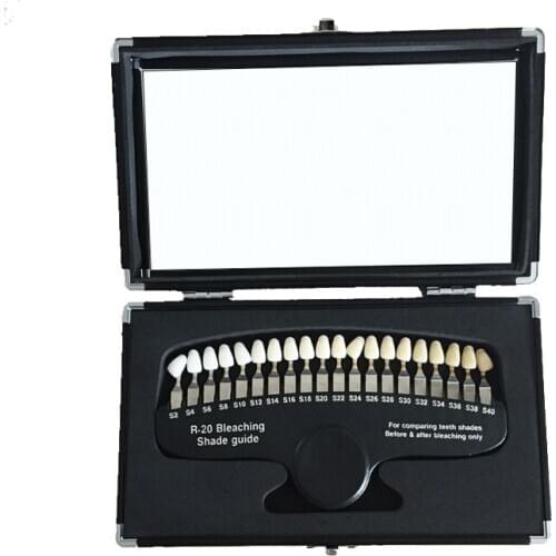 20 Colors luxary packing dental 3D shade guide color comparator with Mirror for teeth whitening
