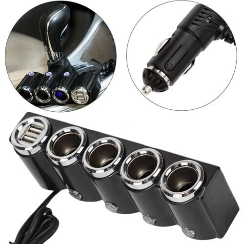 4 Ways DC 12V-24V Multi Socket Car Cigarette Lighter Splitter USB Plug Charger Power Adapter For Mobile Phone Vehicle