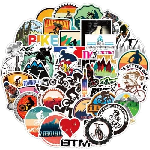 50pcs Pack Mountain Bike Stickers MTB Waterproof Graffiti Toy Decals DIY Stationery Skateboard Car Bicycle Cool For Teen Kid