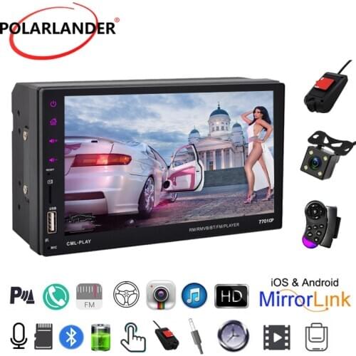 7" HD 2 din Car Radio MP5 Remote Control AUX IN USB 2din FM Rear View Camera HD Android Bluetooth ISO Mirror Link