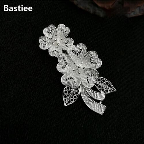 Bastiee Flower 999 Sterling Silver Brooch Women Pins Luxury Fine Jewelry Flower Brooches Elegant Pin Gift Girlfriend Girl Gifts