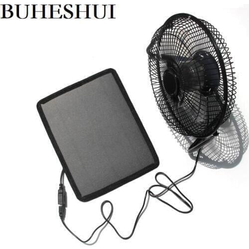 BUHESHUI NEW 8 Inch Cooling Ventilation Fan USB 6W solar Panel Charger Solar Panel Fan For Home Office Outdoor Fishing