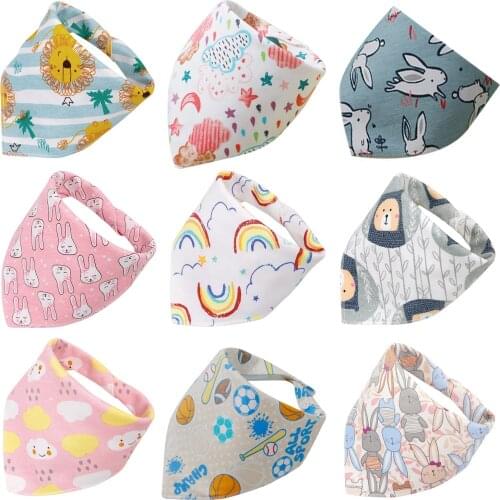 Baby Bandana Bibs Triangle Burp Cloths Cartoon Saliva Towel Double Layers Baby Feeding Bibs Soft Absorbent Bibs Baby Shower Gift