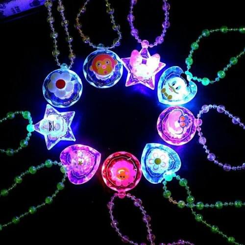 Halloween Neon Party Cartoon LED Flashing Pendant Necklace Luminous Glowing In The Dark Kids Necklace Glow Party Festival Toy