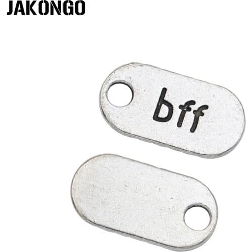 JAKONGO 20pcs Antique Silver Plated BFF Charm Pendants for Bracelet Jewelry Accessories Making DIY Handmade 18X9mm