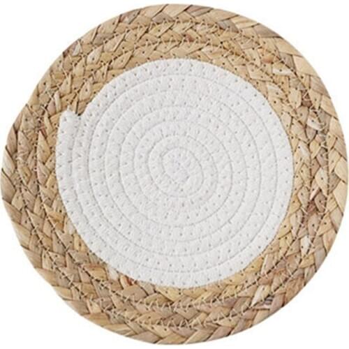 Round Rattan Placemats Natural Corn Straw Woven Dining Table Mats Heat Insulation Pot Holder Cup Coasters Kitchen Accessories